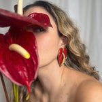 Aretes Anturios Rojo