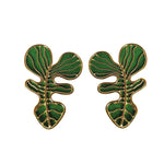 Aretes Monstera verde