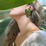 Aretes Monstera verde