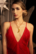 Chain XL velvet yellow moon