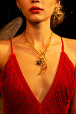 Chain link thin Velvet yellow moon