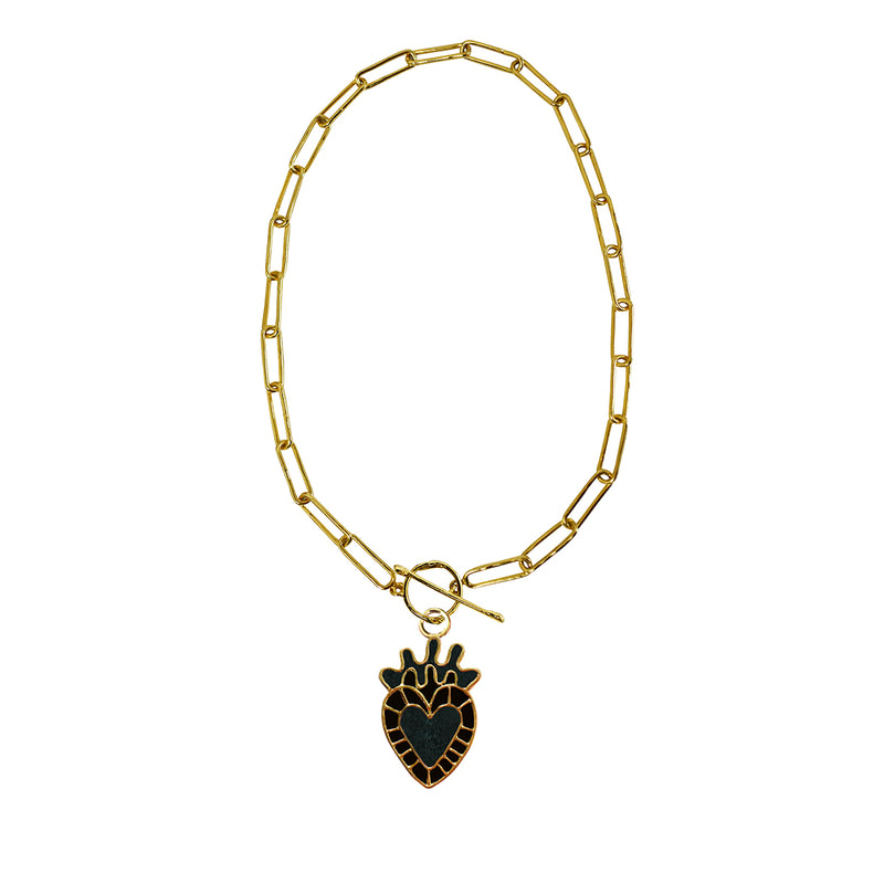 Chain link thin Milagritos amarillos black