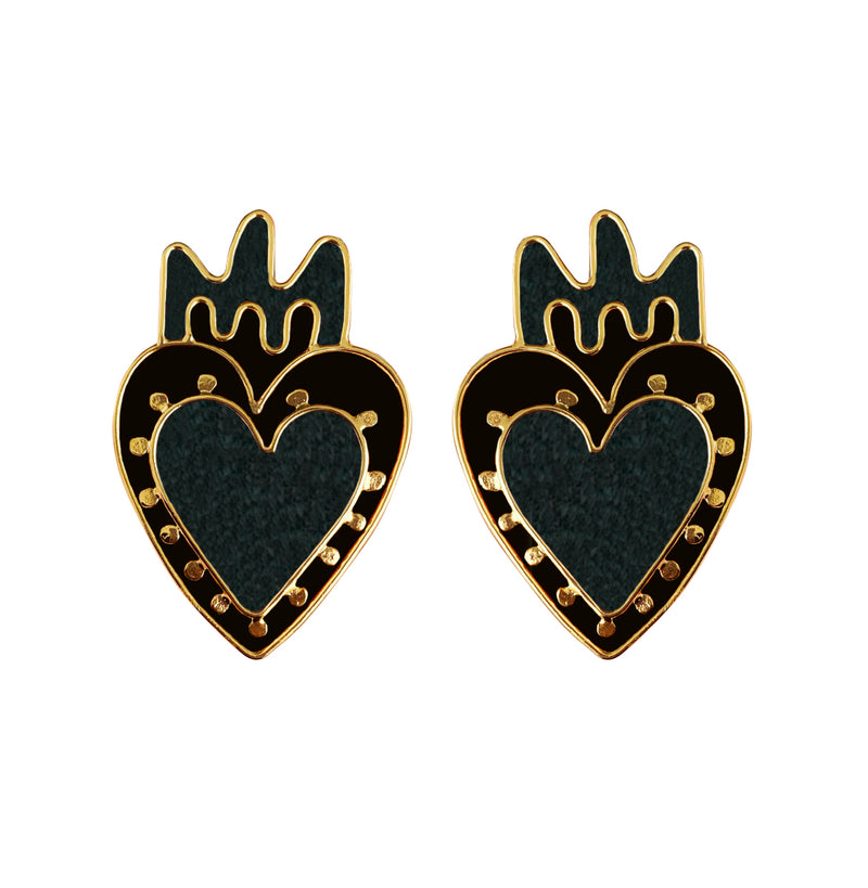 Aretes Corazón y punto black