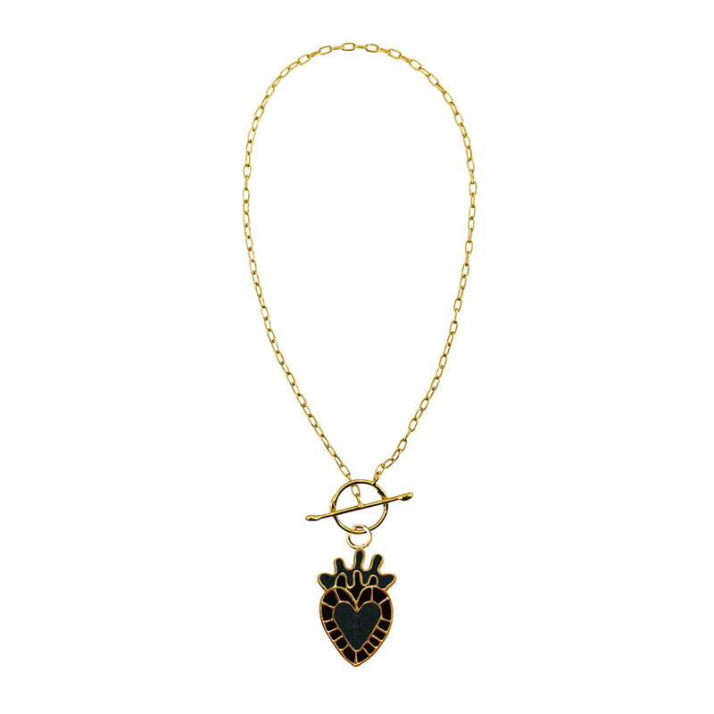 Chain link mini Milagritos amarillos black