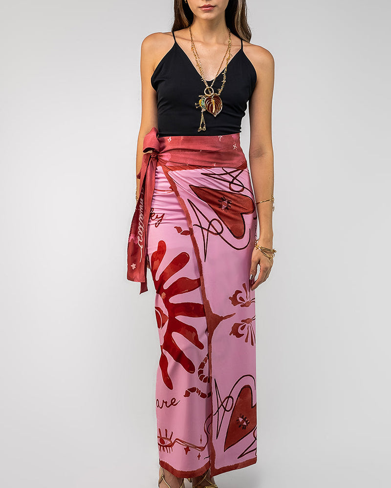 Ojos Sol Falda Wrap Rosa