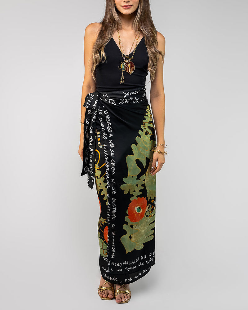 Raices Falda Wrap Negra