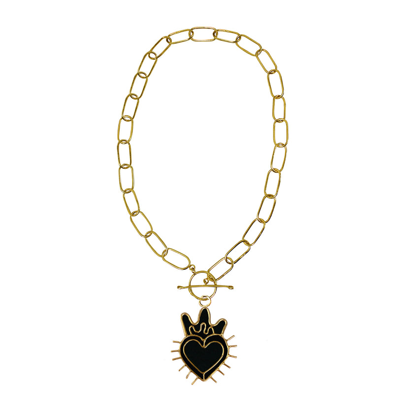 Chain link XL sagrado corazón black
