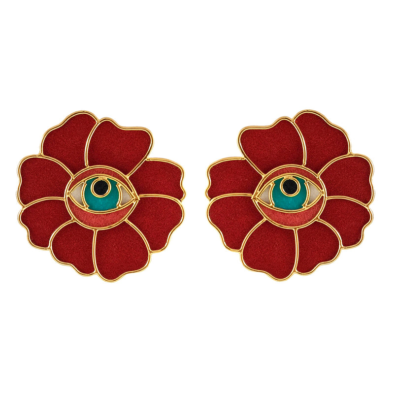 Aretes Flores Ojos color de Amulettos