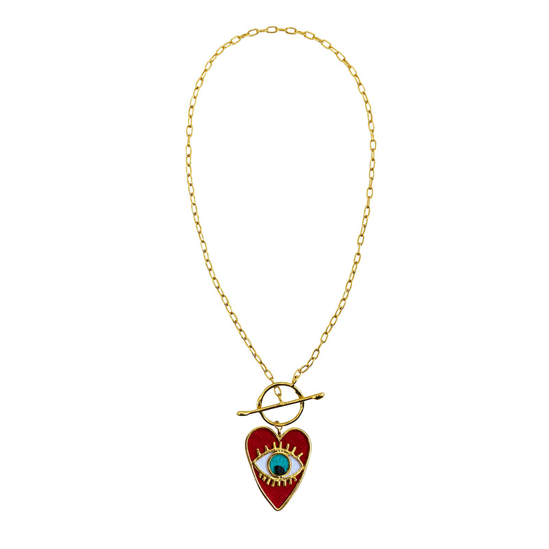 Chain link mini heart eye de Amulettos