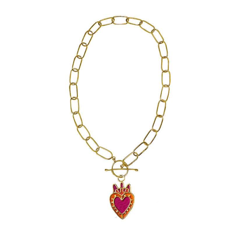 Chain link XL Corazón y punto de Amulettos